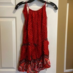 MINKPINK adorable red bandana romper with an open back